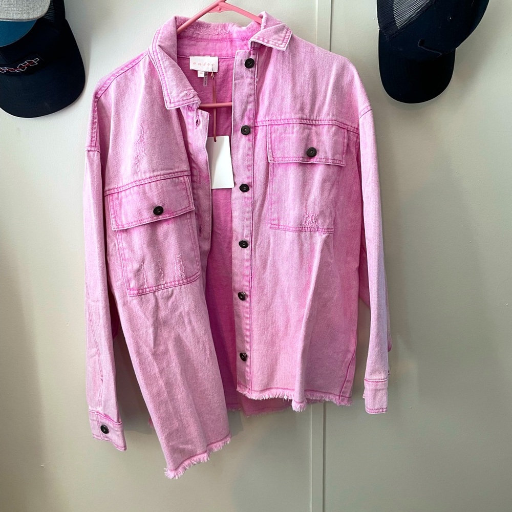 Acid wash oversized pink jacket NWT